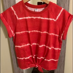 NWT Old Navy Red Tie Dye Tie-Front Tee (XXL-18)